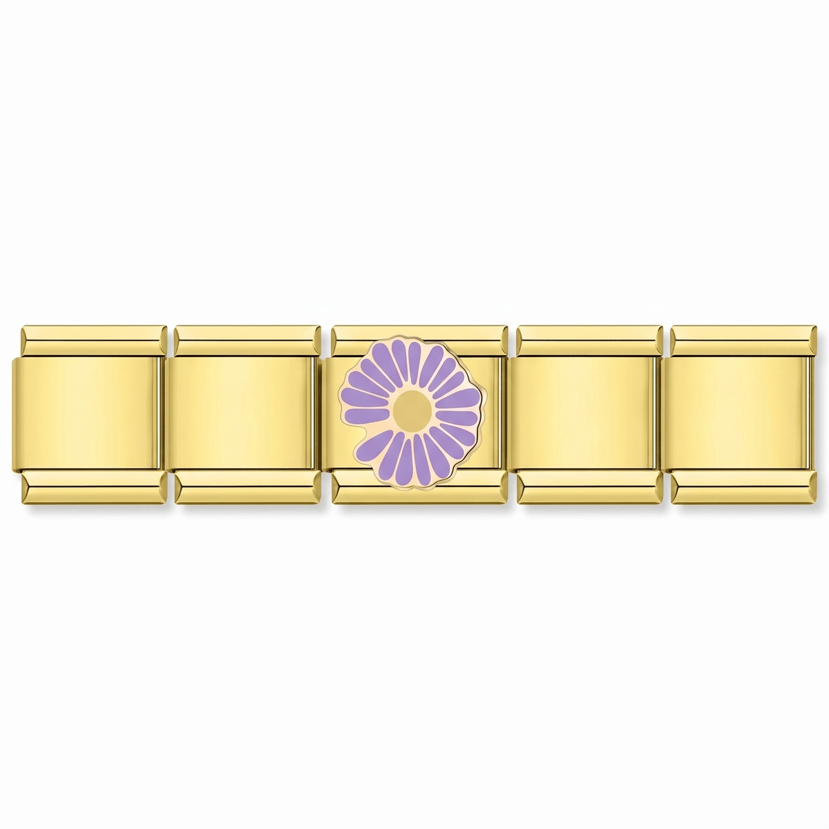 Charm Flor lila (Margarita) en pulsera italiana de eslabones