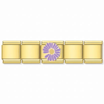 Charm Flor lila (Margarita) en pulsera italiana de eslabones