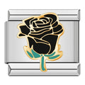 Charm Flor Negra (Forma de Rosa)