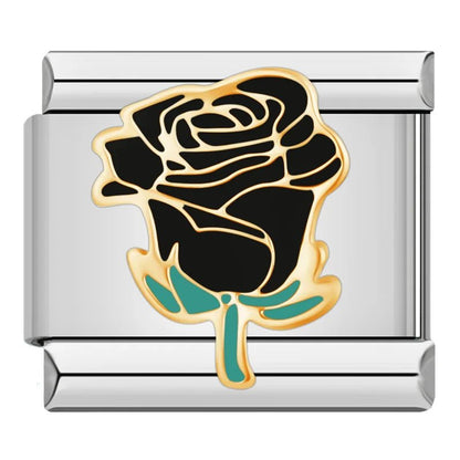 Charm Flor Negra (Forma de Rosa) - Italian Charms