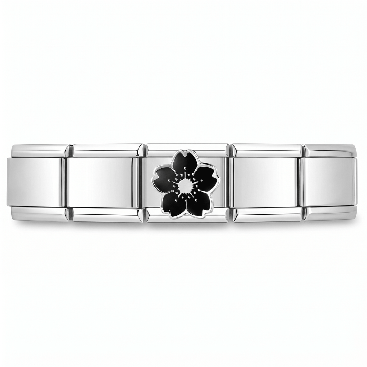 Charm Flor Negra (Cerezo) en pulsera italiana de eslabones