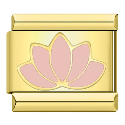 Charm Flor Rosa (Loto, Dorado) - Italian Charms