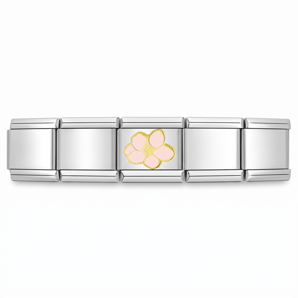Charm Flor (Rosa) en pulsera italiana de eslabones