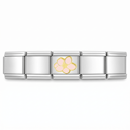 Charm Flor (Rosa) en pulsera italiana de eslabones
