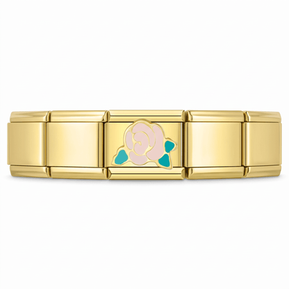 Charm Flor Rosa (Peonía) en pulsera italiana de eslabones