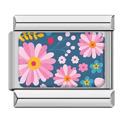 Charm Flores (Fondo Azul) - Italian Charms