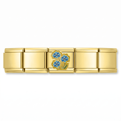 Charm Flores Azules en pulsera italiana de eslabones