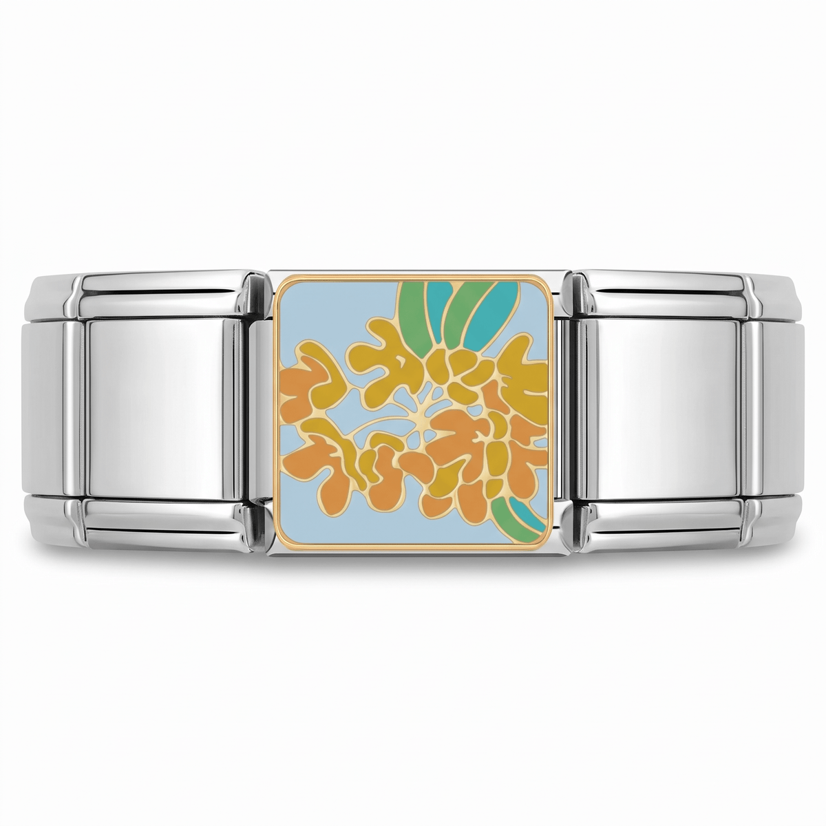 Charm Flores de Sol en pulsera italiana de eslabones