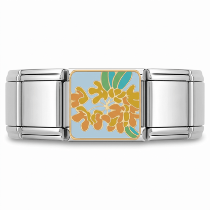Charm Flores de Sol en pulsera italiana de eslabones