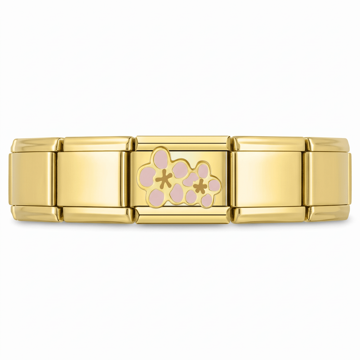 Charm Flores (Dorado) en pulsera italiana de eslabones