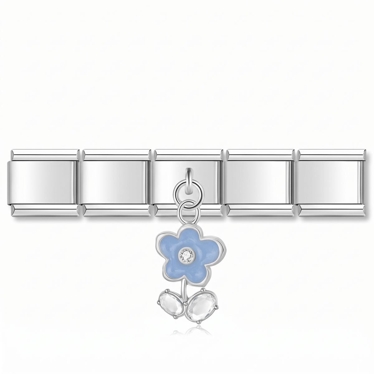 Charm Folgante flor en pulsera italiana de eslabones
