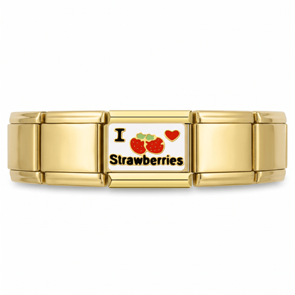 Charm Fresas en pulsera italiana de eslabones