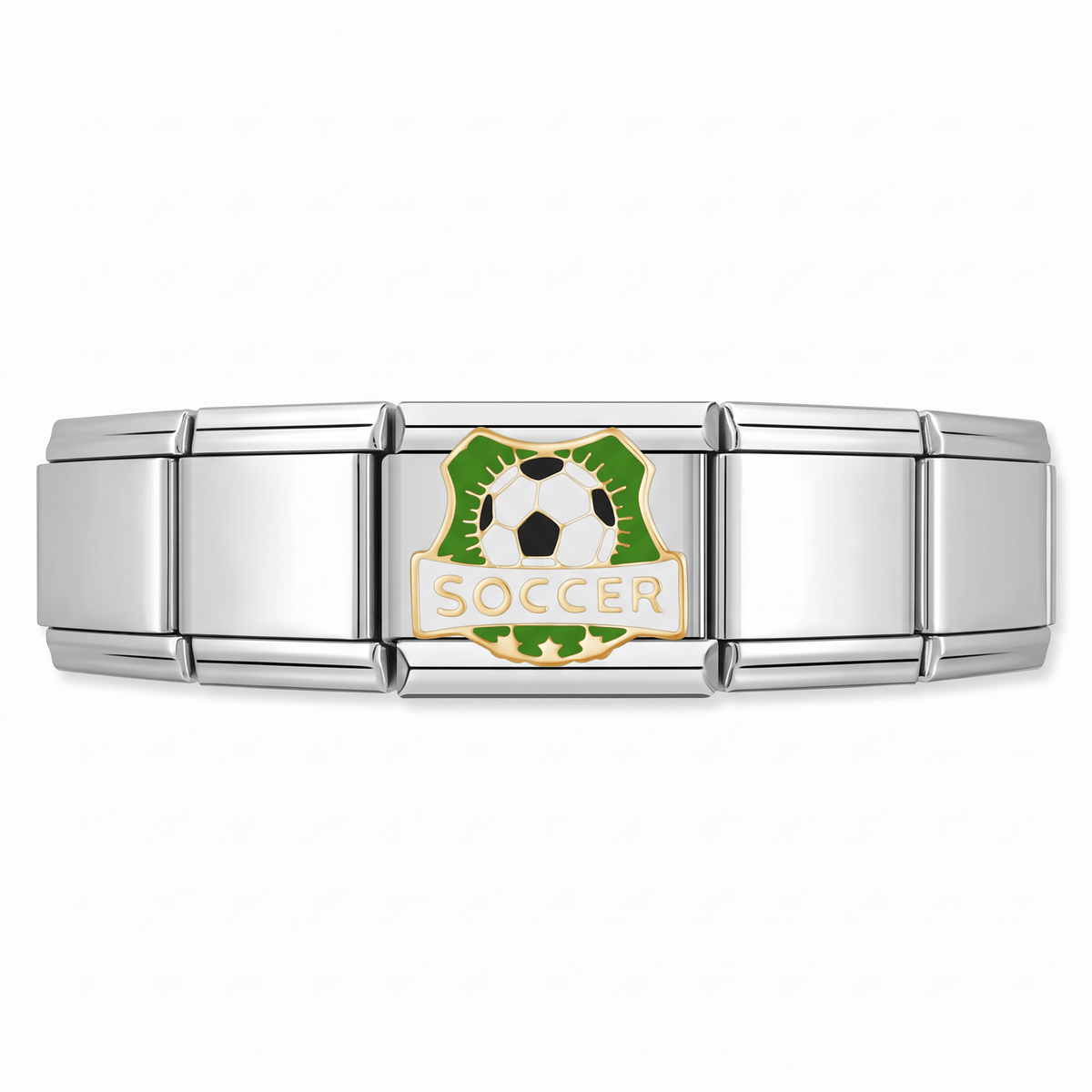 Charm Futbol "Soccer" en pulsera italiana de eslabones