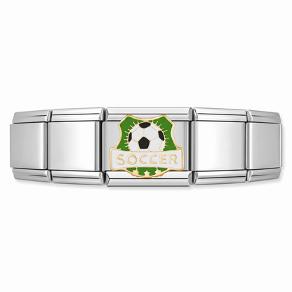 Charm Futbol "Soccer" en pulsera italiana de eslabones