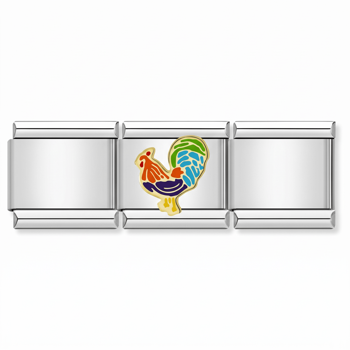 Charm Gallo en pulsera italiana de eslabones