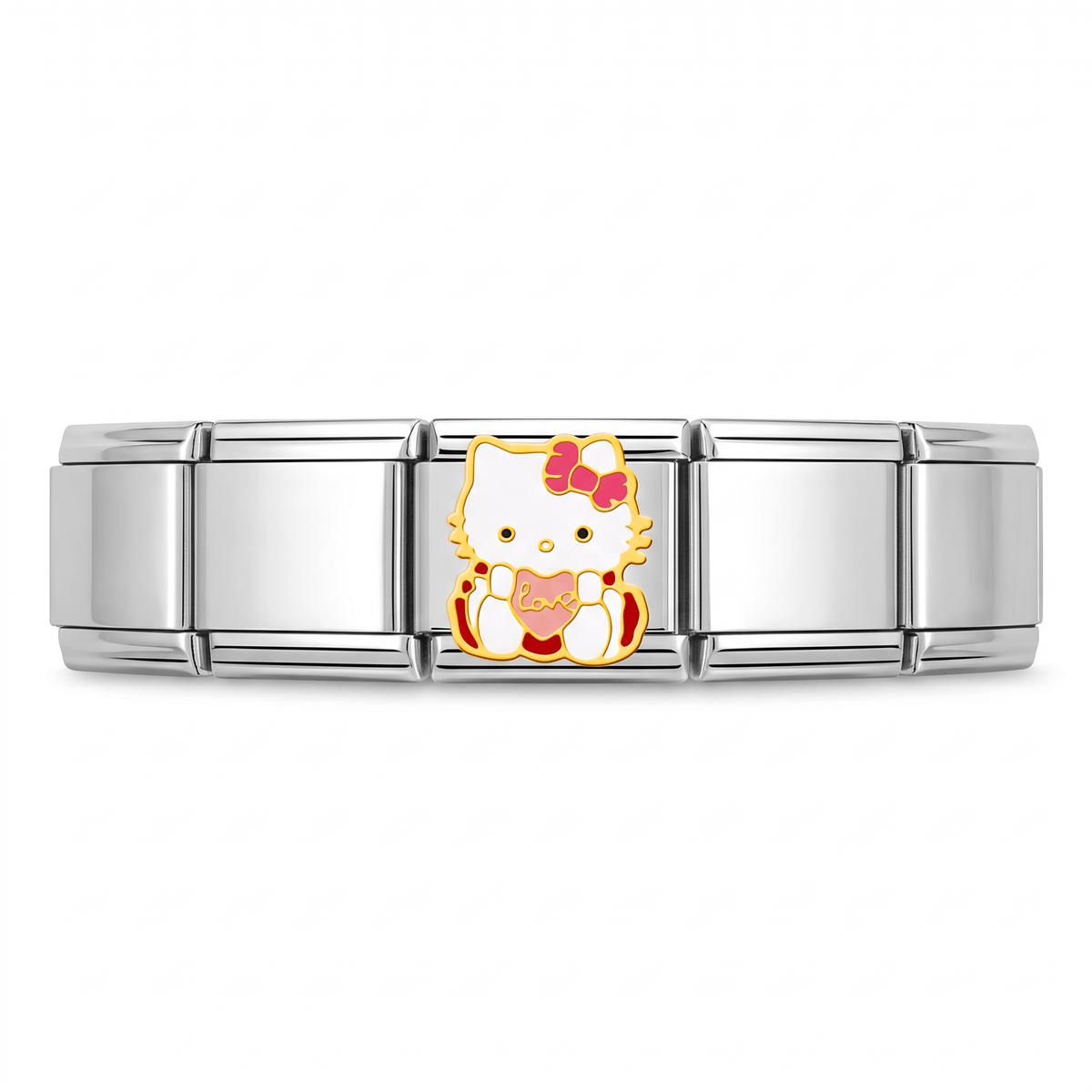 Charm Gatita con Moño en pulsera italiana de eslabones