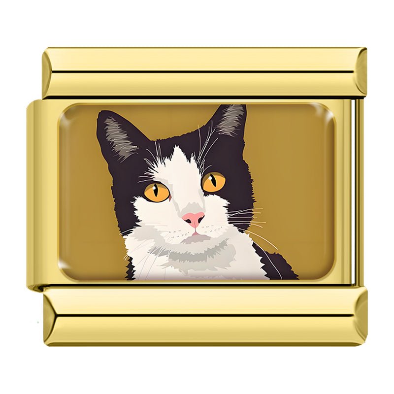Charm Gatito Blanco con Negro - Italian Charms