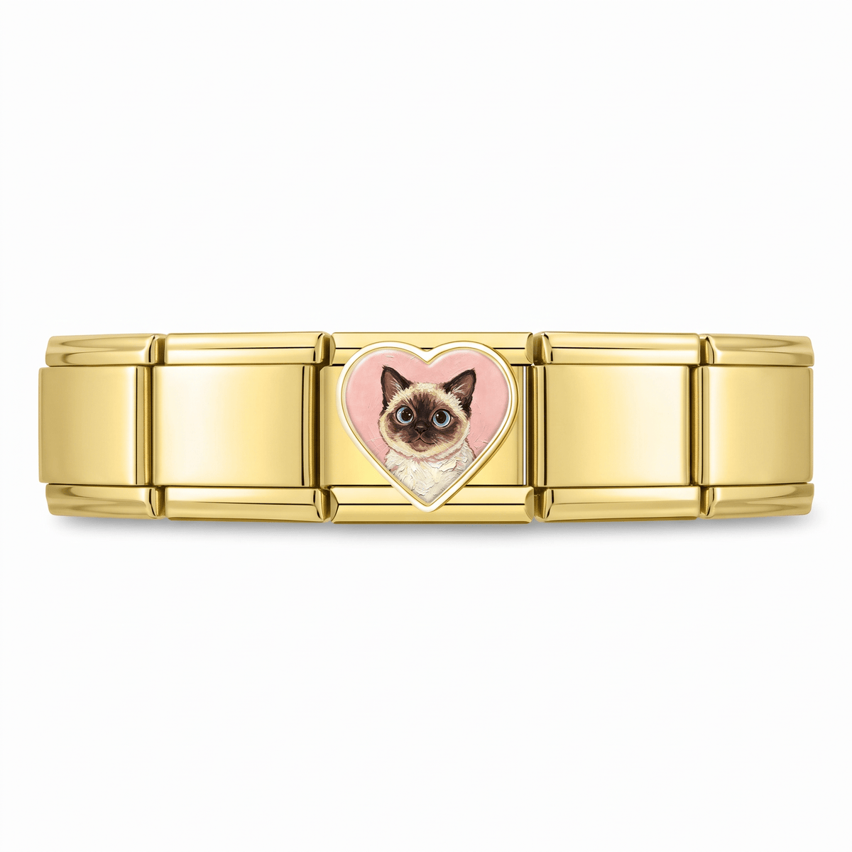 Charm Gatito Combinado en pulsera italiana de eslabones