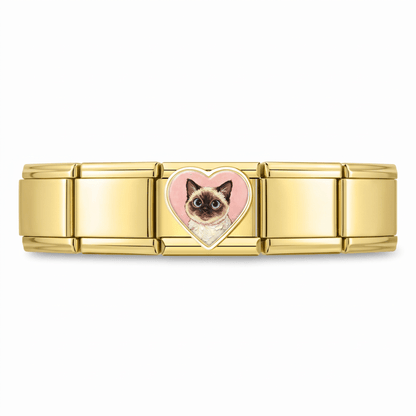 Charm Gatito Combinado en pulsera italiana de eslabones