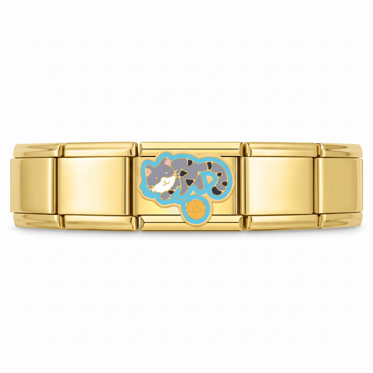 Charm Gatito con Ovillo en pulsera italiana de eslabones