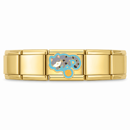 Charm Gatito con Ovillo en pulsera italiana de eslabones