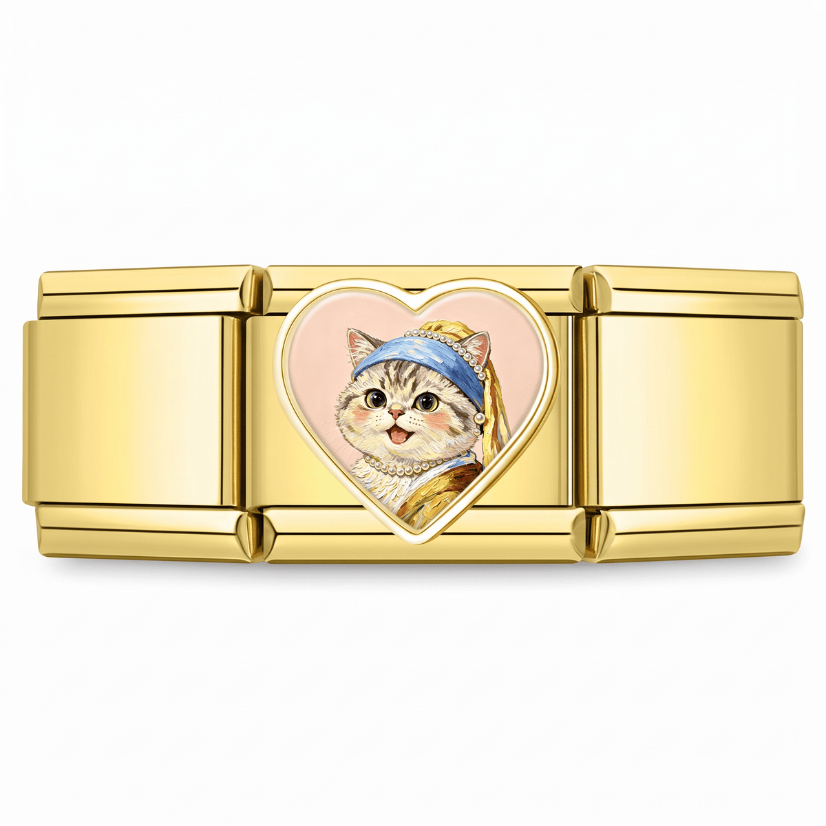Charm Gatito Feliz en pulsera italiana de eslabones