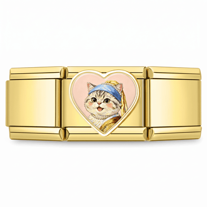 Charm Gatito Feliz en pulsera italiana de eslabones