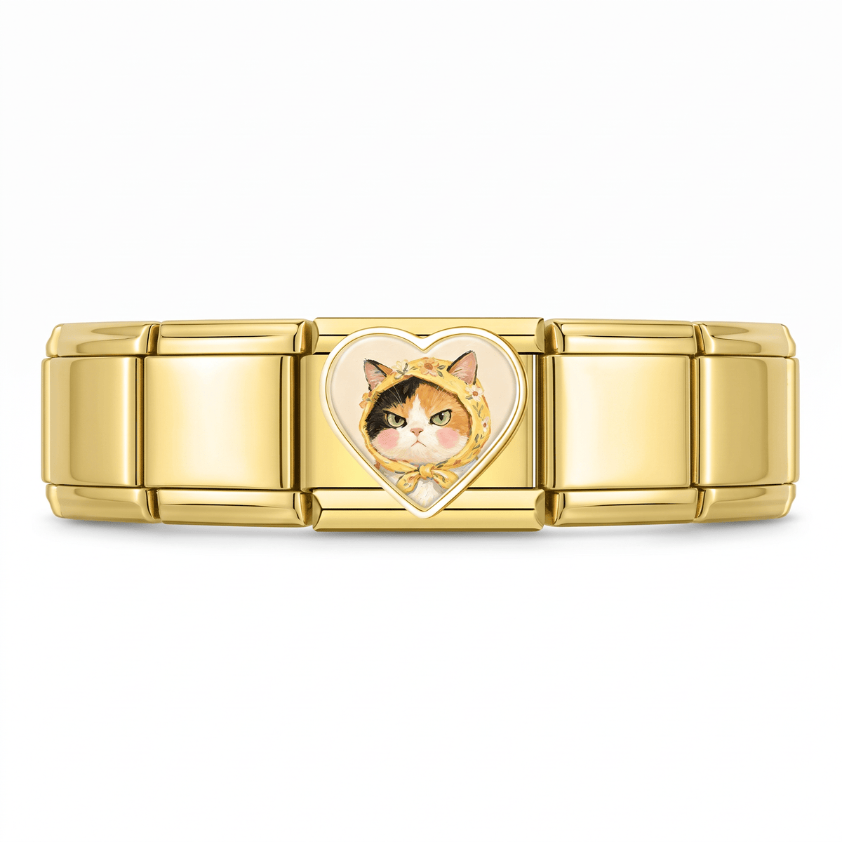 Charm Gatito Flor en pulsera italiana de eslabones