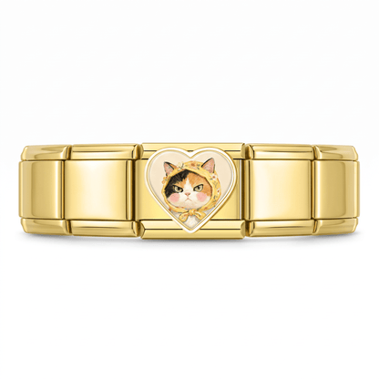 Charm Gatito Flor en pulsera italiana de eslabones