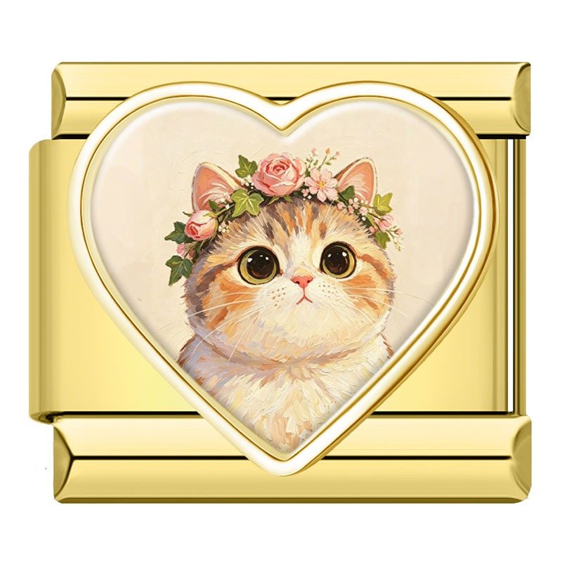 Charm Gatito Flores - Italian Charms