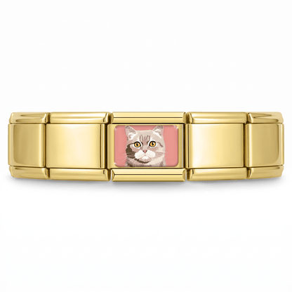 Charm Gatito g en pulsera italiana de eslabones