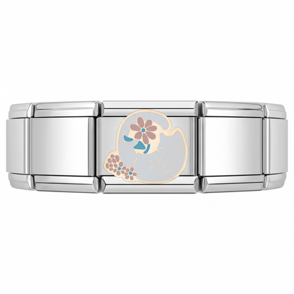 Charm Gatito (Gris) en pulsera italiana de eslabones