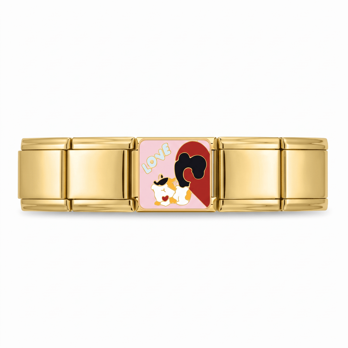 Charm Gatito Love en pulsera italiana de eslabones