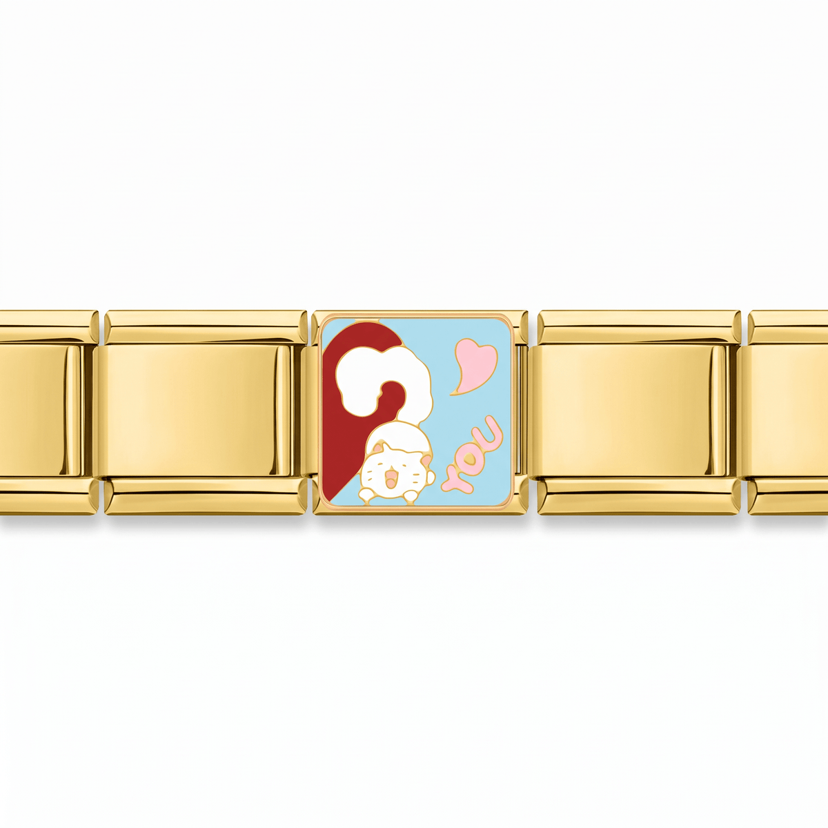 Charm Gatito Love You en pulsera italiana de eslabones