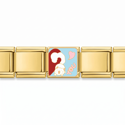 Charm Gatito Love You en pulsera italiana de eslabones