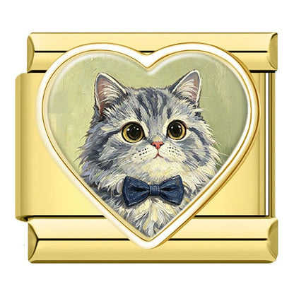 Charm Gatito Moño Azul - Italian Charms