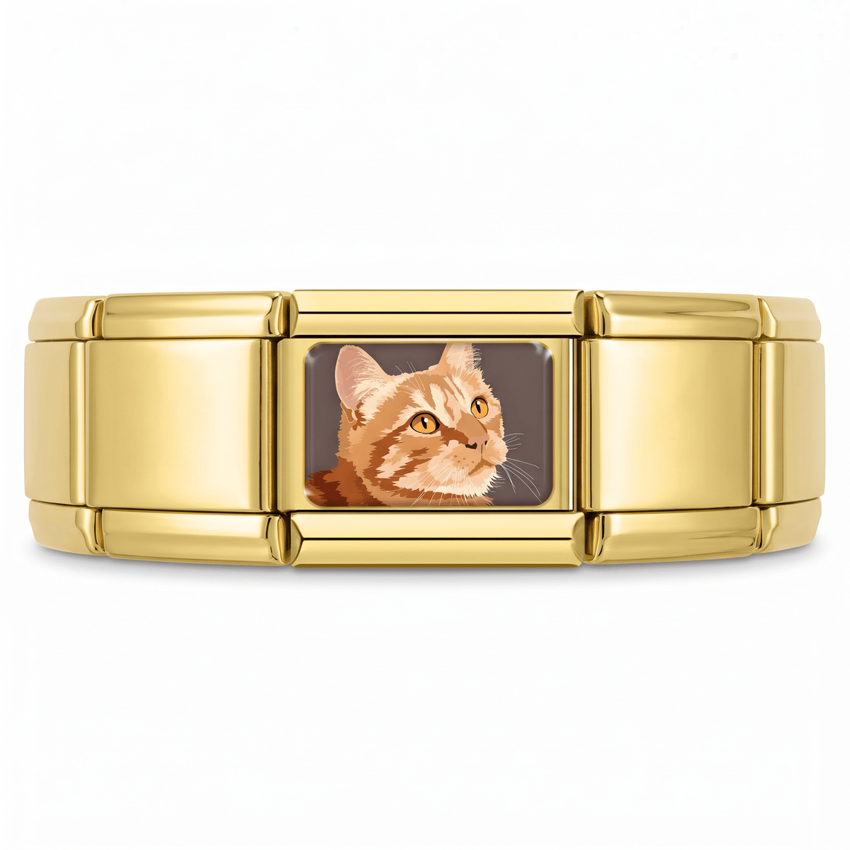 Charm Gatito Naranja en pulsera italiana de eslabones
