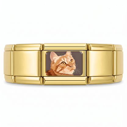 Charm Gatito Naranja en pulsera italiana de eslabones