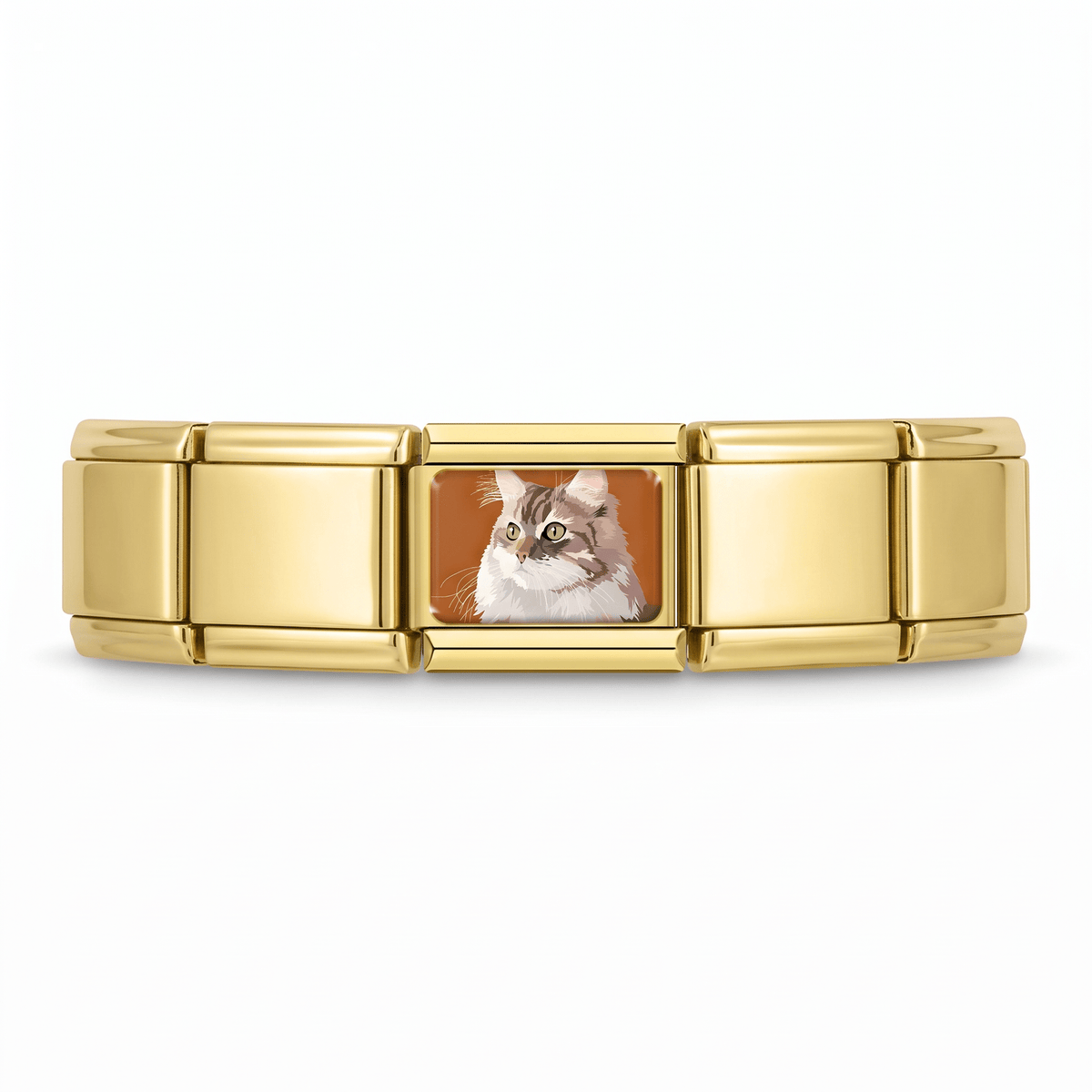 Charm Gatito Peludo en pulsera italiana de eslabones