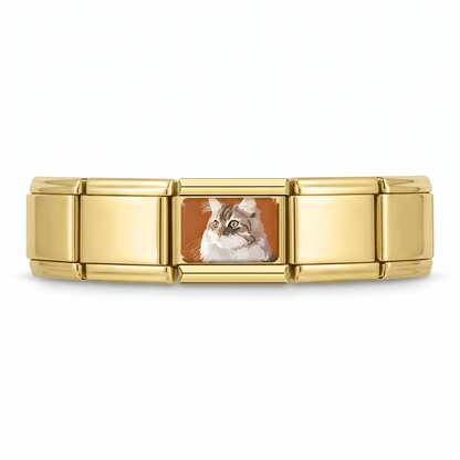 Charm Gatito Peludo en pulsera italiana de eslabones