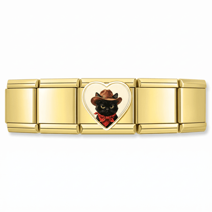 Charm Gatito Sombrero en pulsera italiana de eslabones