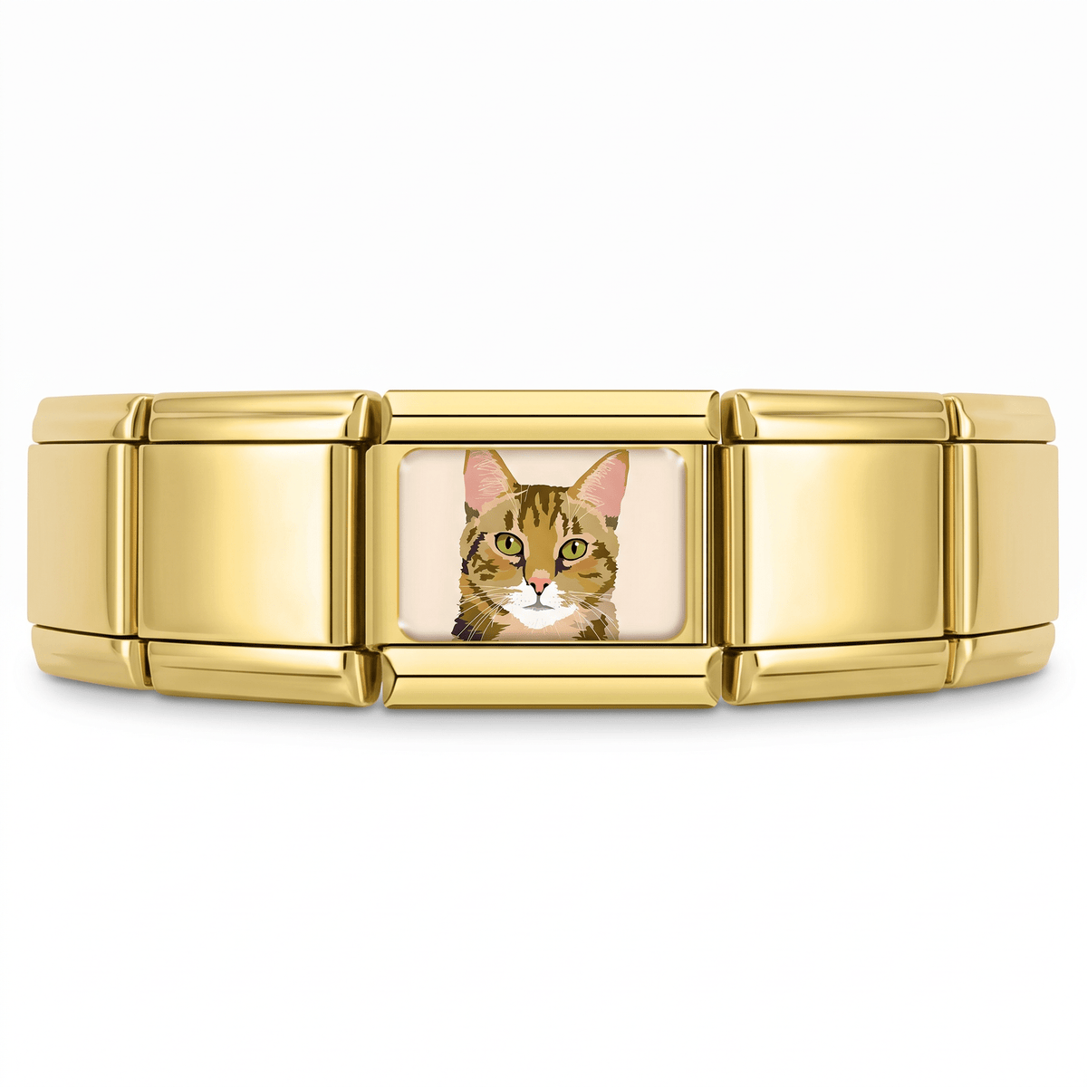 Charm Gatito Tigre en pulsera italiana de eslabones