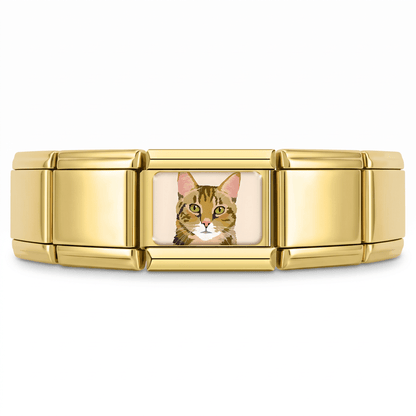 Charm Gatito Tigre en pulsera italiana de eslabones