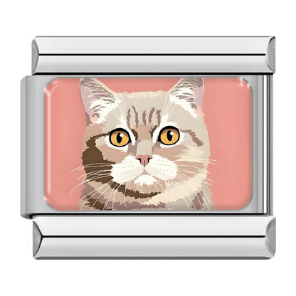 Charm Gato (Fondo Rosa) - Italian Charms