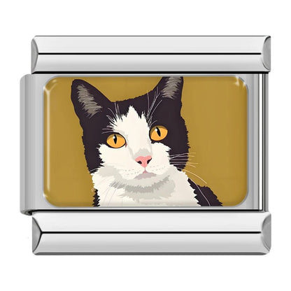 Charm Gato Blanco con negro - Italian Charms
