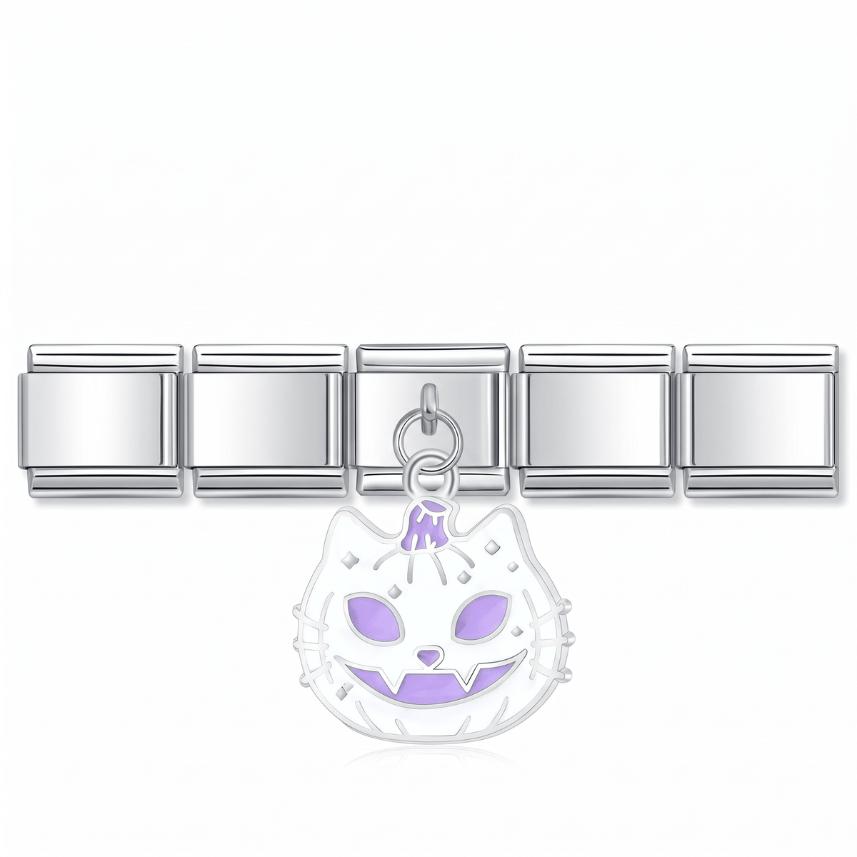 Charm Gato halloween en pulsera italiana de eslabones