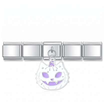 Charm Gato halloween en pulsera italiana de eslabones