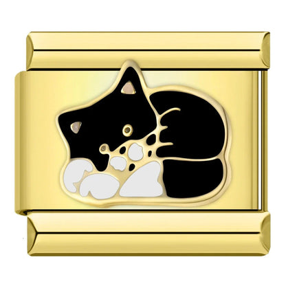 Charm Gato negro (Dorado) - Italian Charms