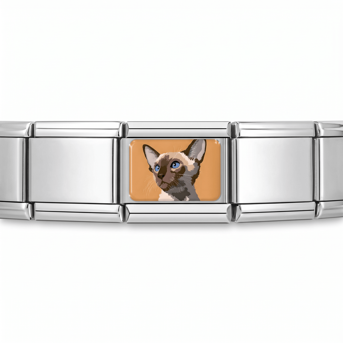 Charm Gato (Siamés) en pulsera italiana de eslabones