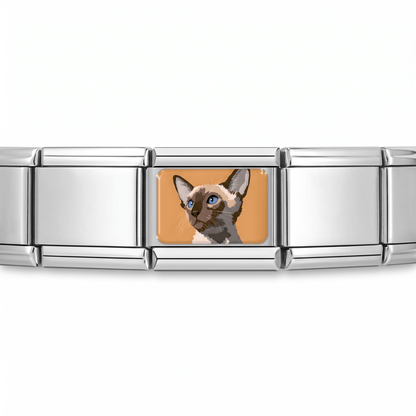 Charm Gato (Siamés) en pulsera italiana de eslabones
